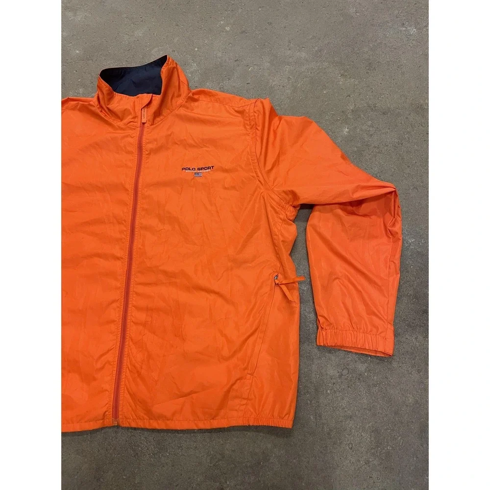 Polo Sport Ralph Lauren Jacket Mens XL‎ Orange Windbreaker Full Zip Lightweight